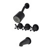 Kingston Brass KBX8130BX Three-Handle Tub and Shower Faucet, Matte Black KBX8130BX